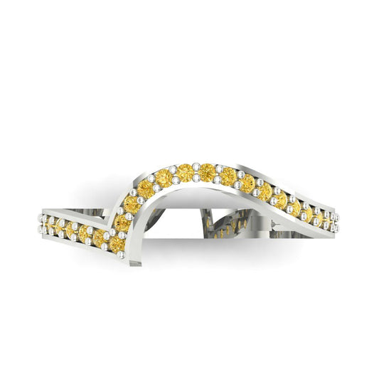 0.165 cttw Natural Citrine Round Cut White Gold Eternity Wedding Band