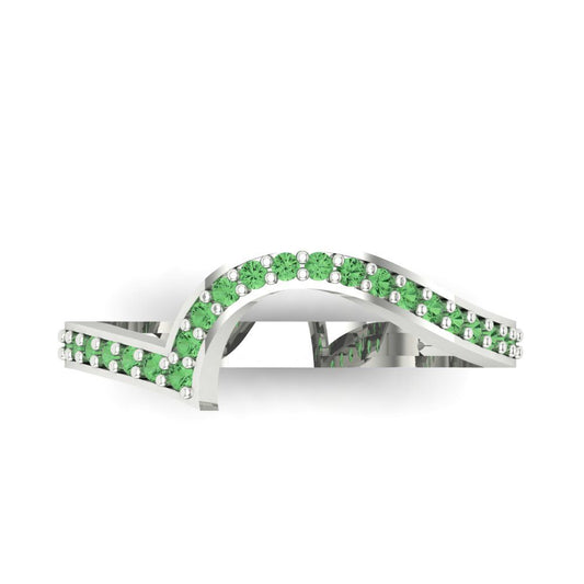 0.165 cttw Simulated Green Diamond Round Cut White Gold Eternity Wedding Band