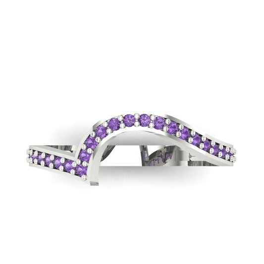 0.165 cttw Simulated Alexandrite Round Cut White Gold Eternity Wedding Band