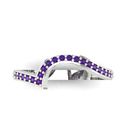0.165 cttw Natural Amethyst Round Cut White Gold Eternity Wedding Band