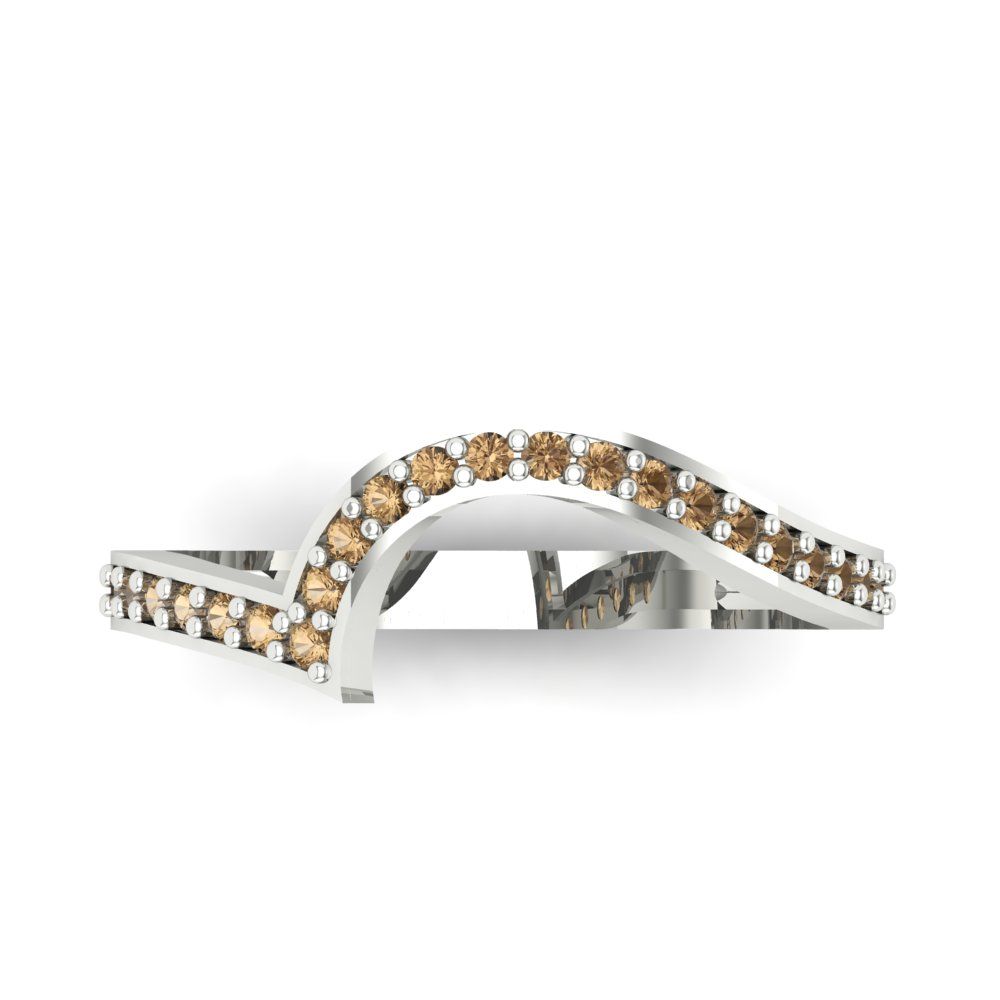 0.165 cttw Simulated Champagne Diamond Round Cut White Gold Eternity Wedding Band