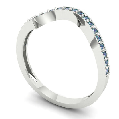 0.165 cttw Blue Moissanite Round Cut White Gold Eternity Wedding Band