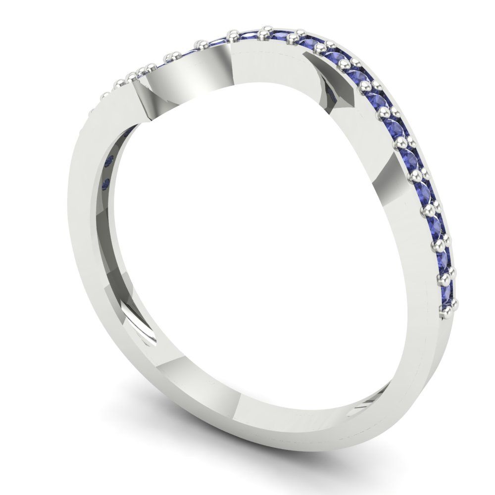 0.165 cttw Simulated Tanzanite Round Cut White Gold Eternity Wedding Band