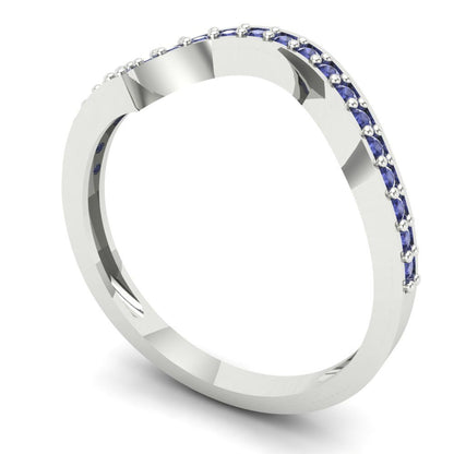 0.165 cttw Simulated Tanzanite Round Cut White Gold Eternity Wedding Band