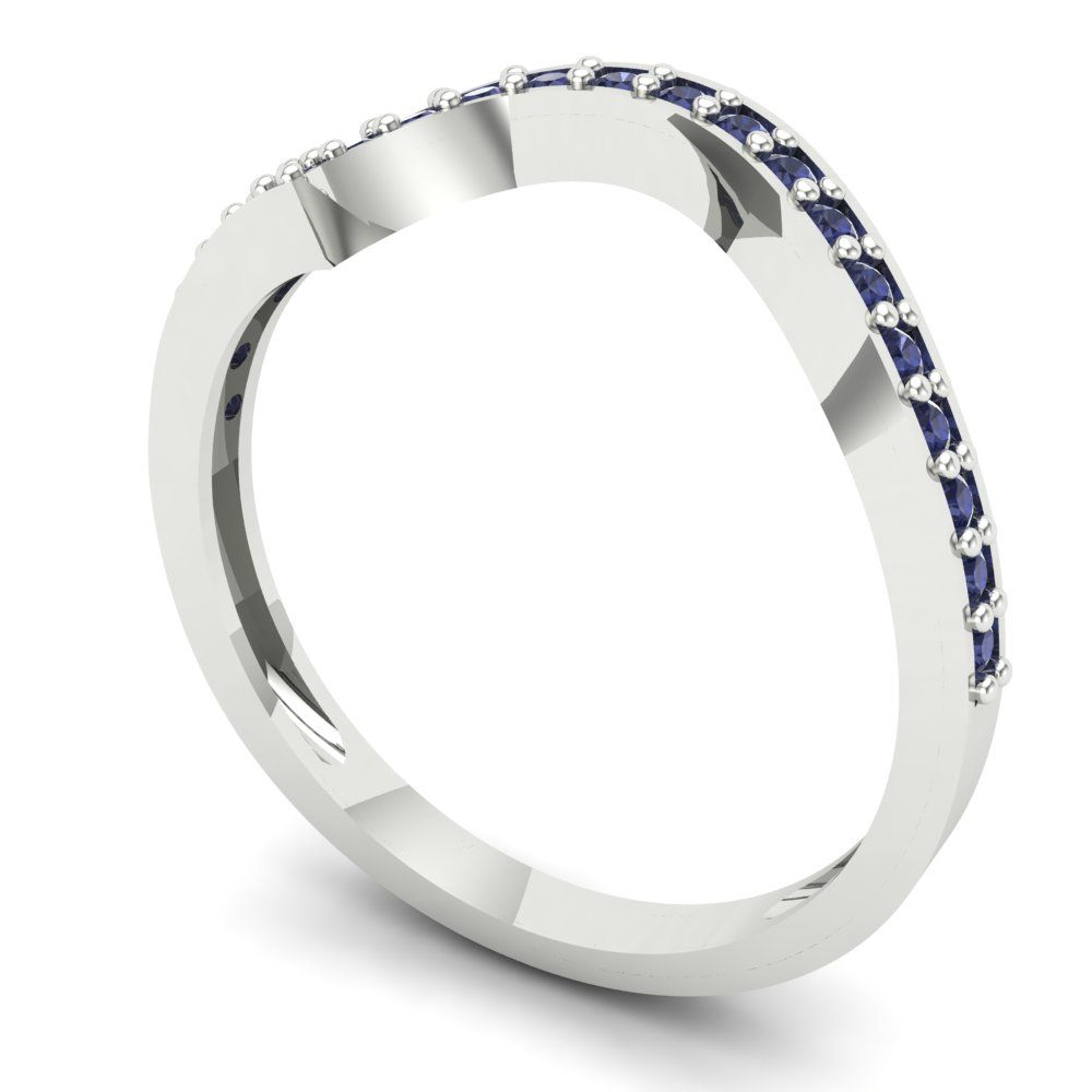 0.165 cttw Simulated Blue Sapphire Round Cut White Gold Eternity Wedding Band