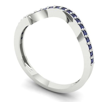 0.165 cttw Simulated Blue Sapphire Round Cut White Gold Eternity Wedding Band