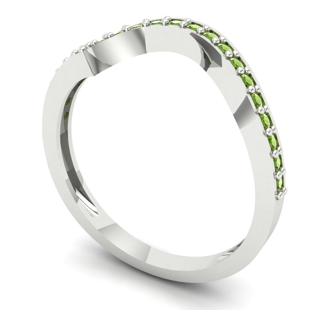 0.165 cttw Natural Peridot Round Cut White Gold Eternity Wedding Band