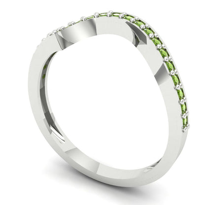 0.165 cttw Natural Peridot Round Cut White Gold Eternity Wedding Band