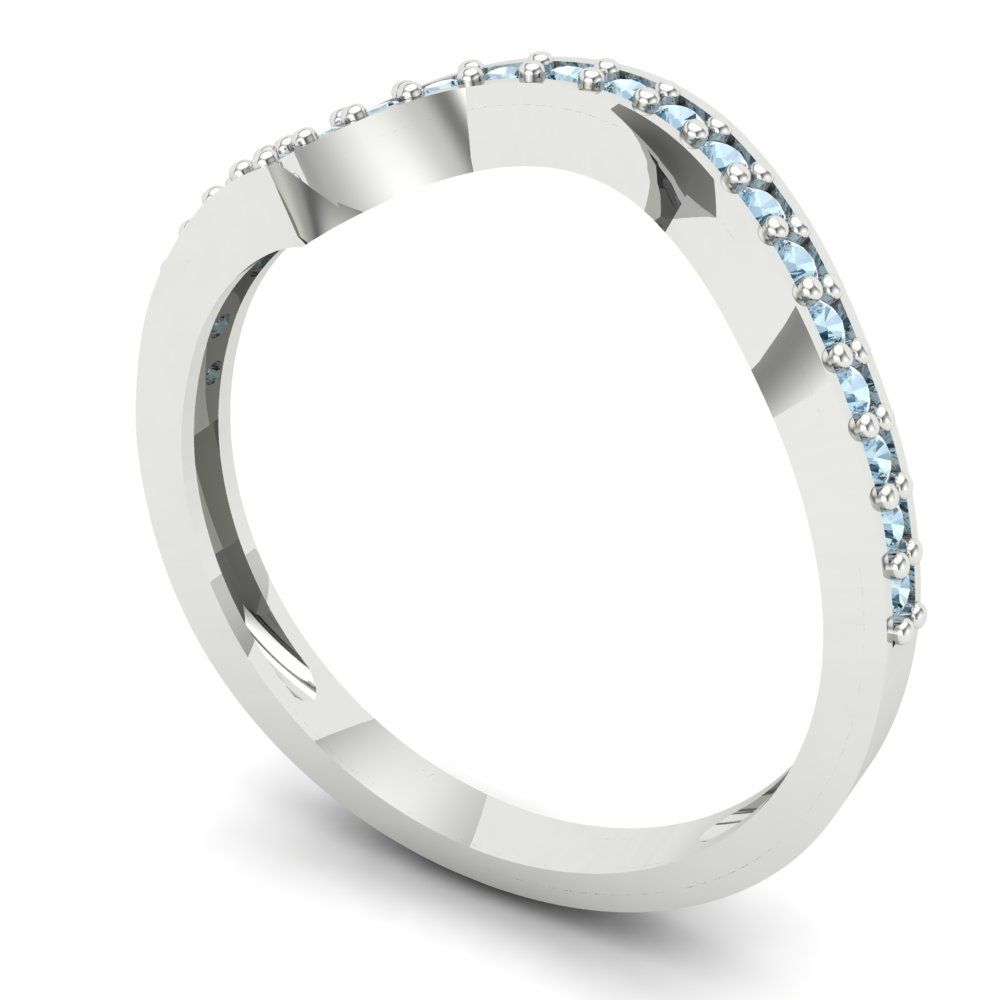0.165 cttw Simulated Blue Diamond Round Cut White Gold Eternity Wedding Band