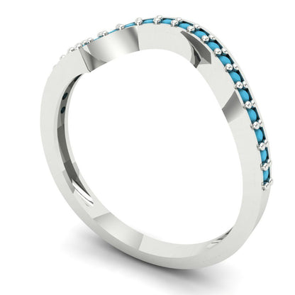 0.165 cttw Simulated Turquoise Round Cut White Gold Eternity Wedding Band