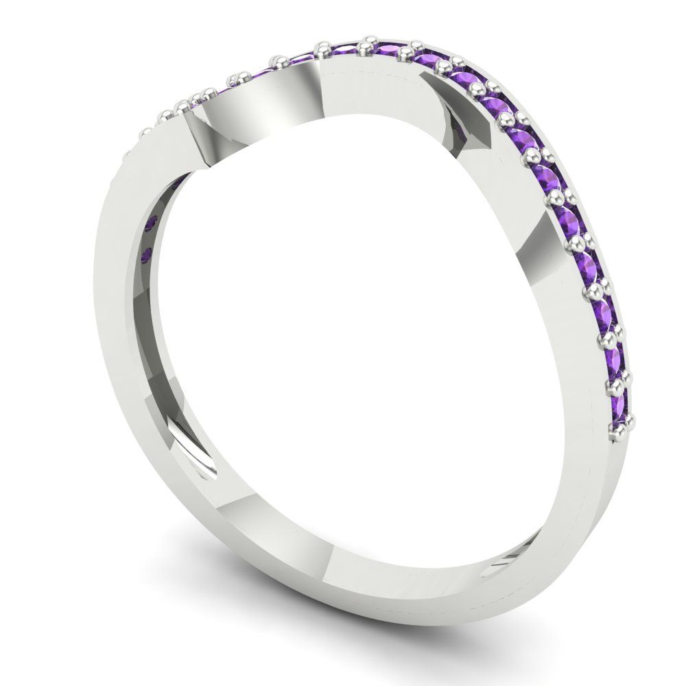 0.165 cttw Natural Amethyst Round Cut White Gold Eternity Wedding Band