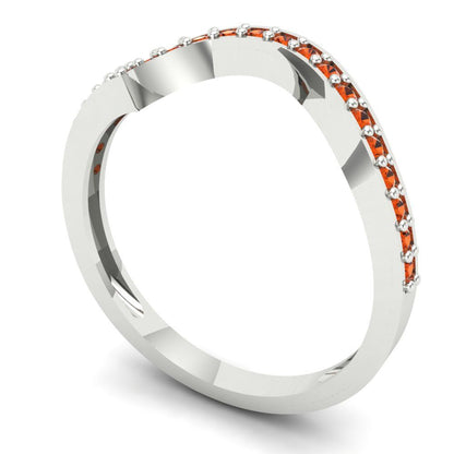 0.165 cttw Simulated Red Diamond Round Cut White Gold Eternity Wedding Band