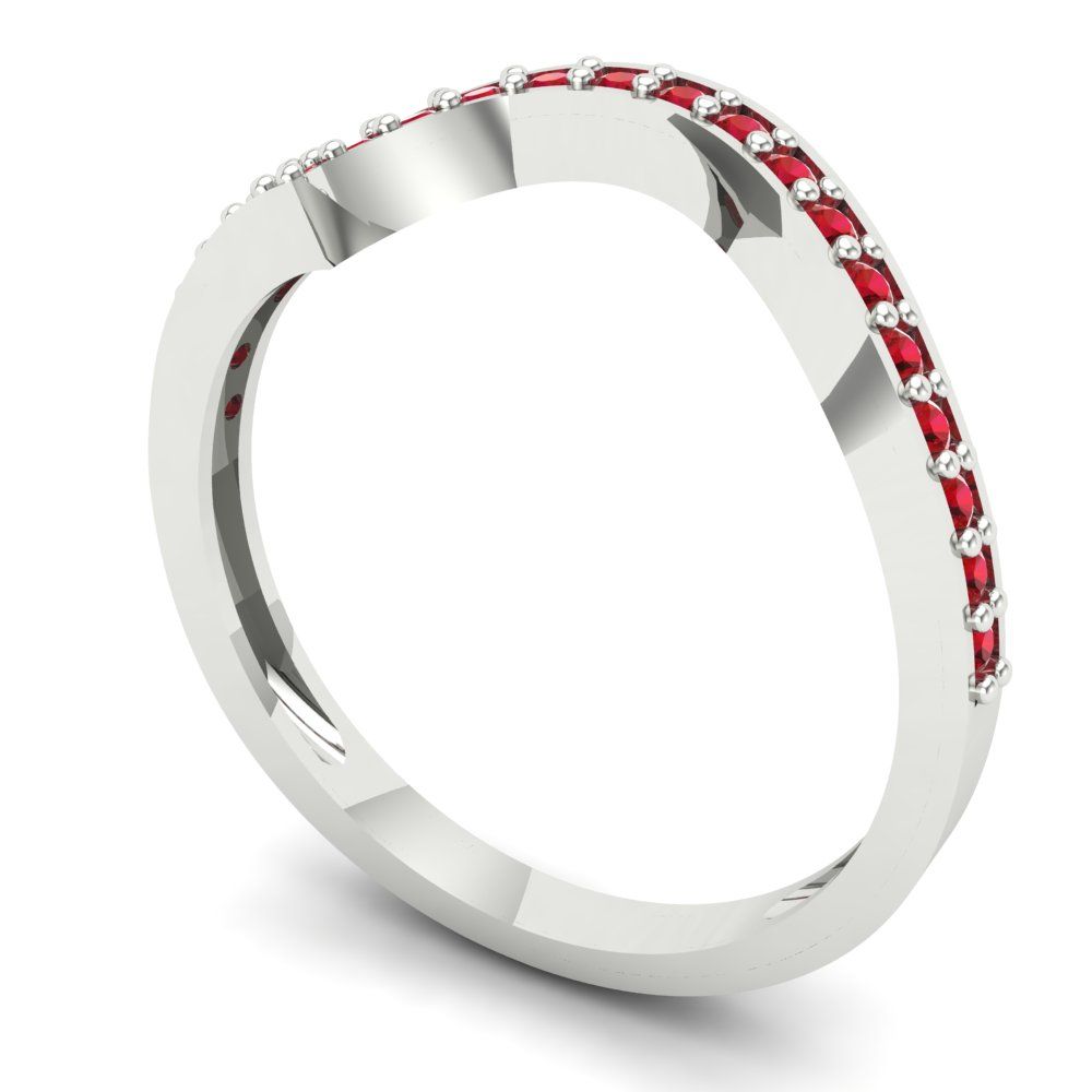 0.165 cttw Simulated Ruby Round Cut White Gold Eternity Wedding Band