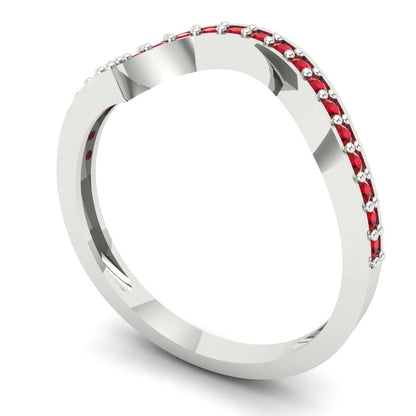 0.165 cttw Simulated Ruby Round Cut White Gold Eternity Wedding Band