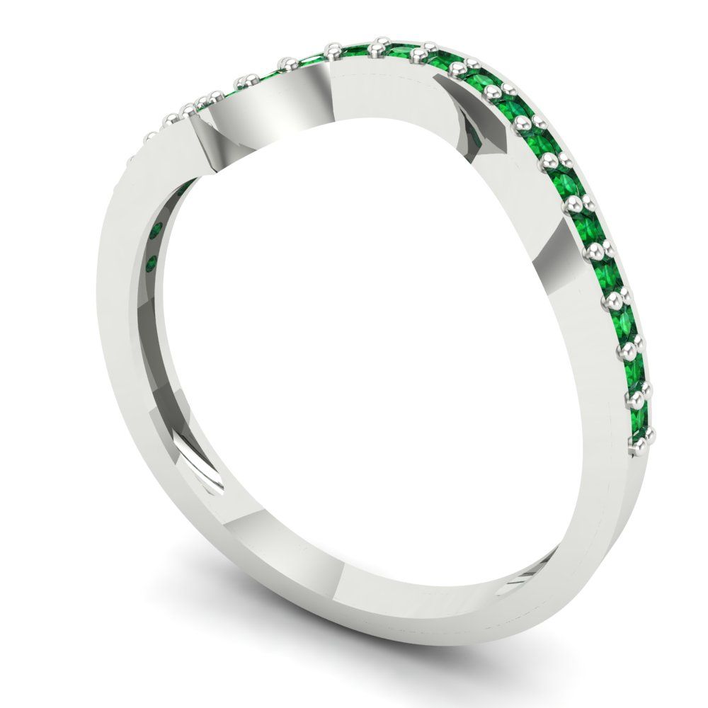 0.165 cttw Simulated Emerald Round Cut White Gold Eternity Wedding Band