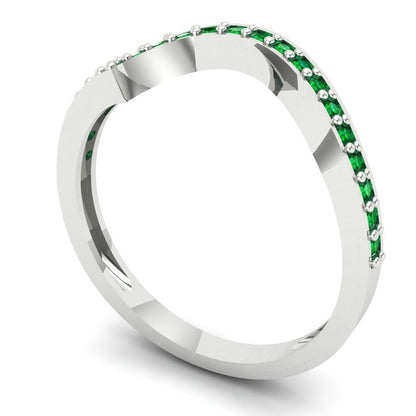 0.165 cttw Simulated Emerald Round Cut White Gold Eternity Wedding Band
