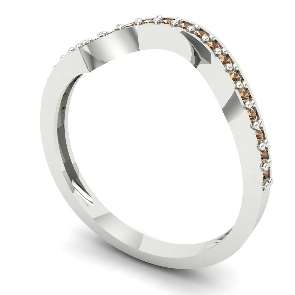 0.165 cttw Simulated Champagne Diamond Round Cut White Gold Eternity Wedding Band