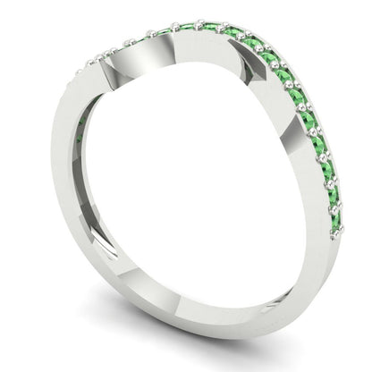 0.165 cttw Simulated Green Diamond Round Cut White Gold Eternity Wedding Band