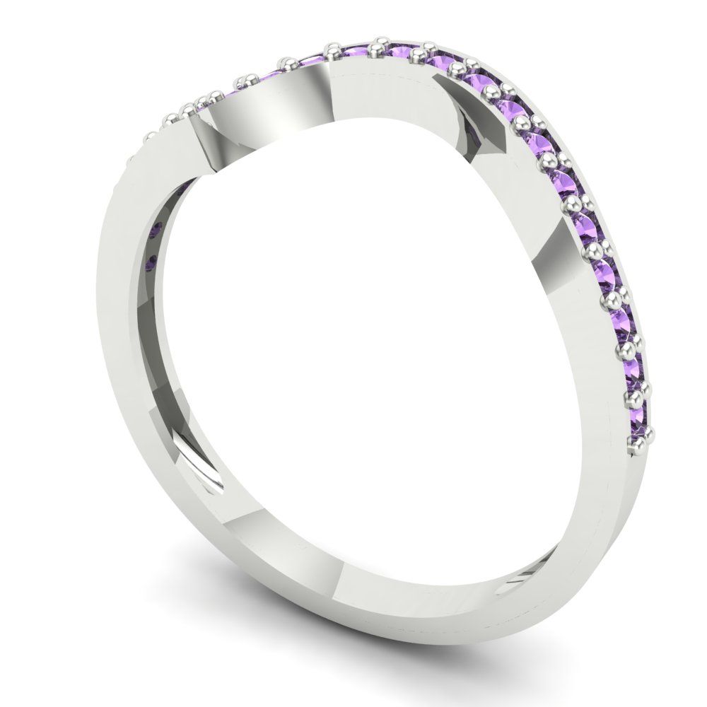 0.165 cttw Simulated Alexandrite Round Cut White Gold Eternity Wedding Band