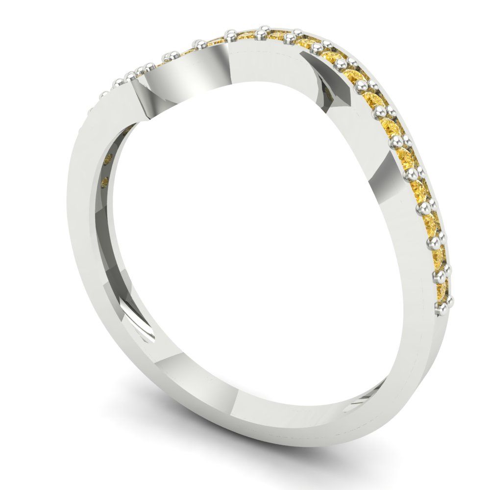0.165 cttw Yellow Moissanite Round Cut White Gold Eternity Wedding Band