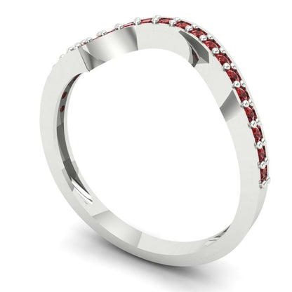 0.165 cttw Natural Garnet Round Cut White Gold Eternity Wedding Band