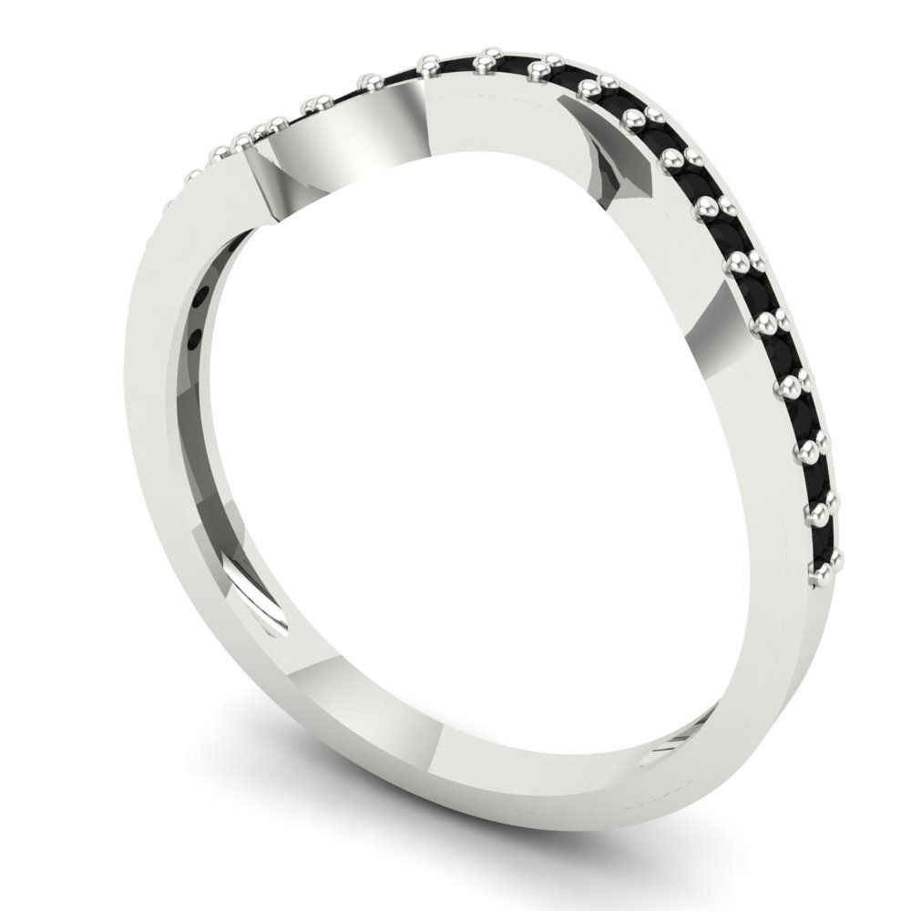 0.165 cttw Natural Onyx Round Cut White Gold Eternity Wedding Band