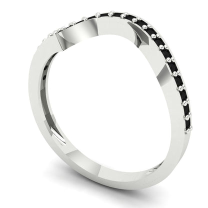 0.165 cttw Natural Onyx Round Cut White Gold Eternity Wedding Band