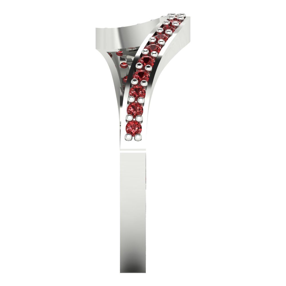 0.165 cttw Natural Garnet Round Cut White Gold Eternity Wedding Band