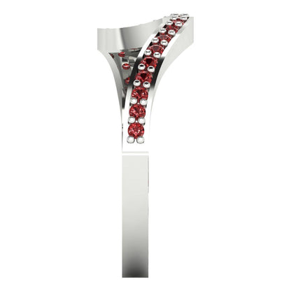 0.165 cttw Natural Garnet Round Cut White Gold Eternity Wedding Band