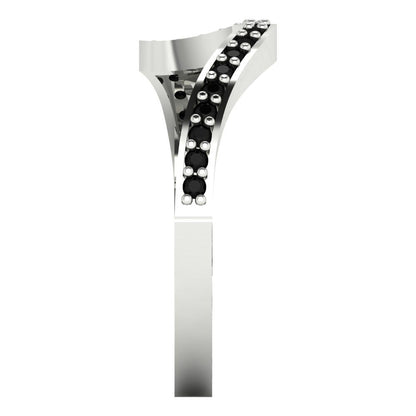 0.165 cttw Natural Onyx Round Cut White Gold Eternity Wedding Band