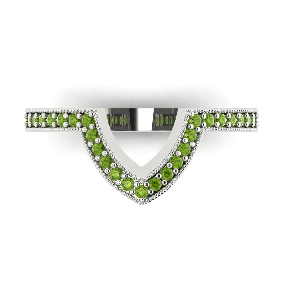 0.1875 cttw Natural Peridot Round Cut White Gold Eternity Wedding Band