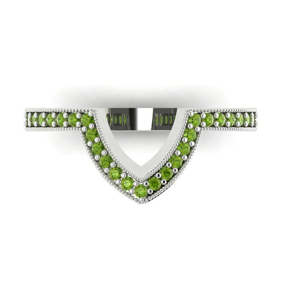 0.1875 cttw Natural Peridot Round Cut White Gold Eternity Wedding Band