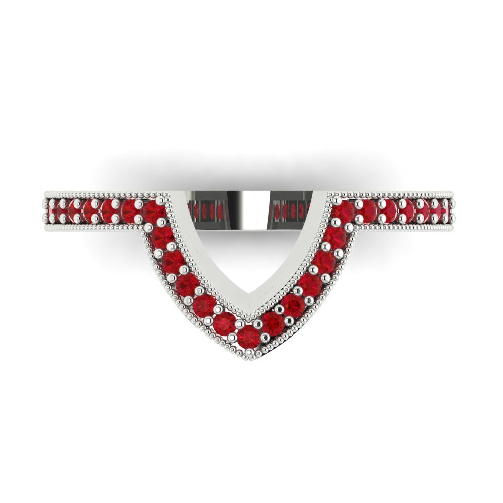 0.1875 cttw Simulated Ruby Round Cut White Gold Eternity Wedding Band