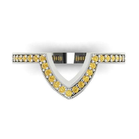 0.1875 cttw Natural Citrine Round Cut White Gold Eternity Wedding Band