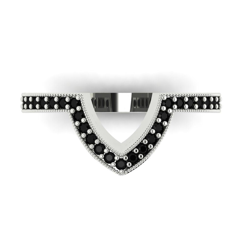 0.1875 cttw Natural Onyx Round Cut White Gold Eternity Wedding Band
