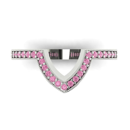 0.1875 cttw Simulated Pink Diamond Round Cut White Gold Eternity Wedding Band