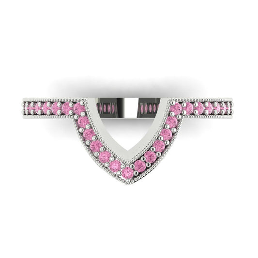 0.1875 cttw Simulated Pink Diamond Round Cut White Gold Eternity Wedding Band