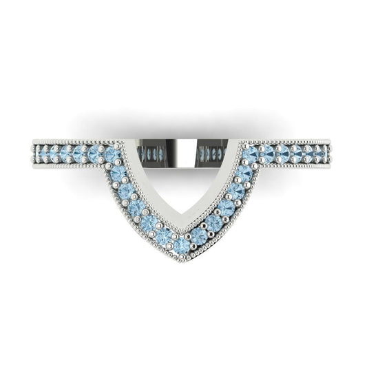 0.1875 cttw Natural Sky Blue Topaz Round Cut White Gold Eternity Wedding Band