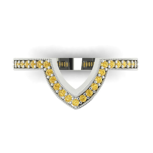 0.1875 cttw Simulated Yellow Diamond Round Cut White Gold Eternity Wedding Band