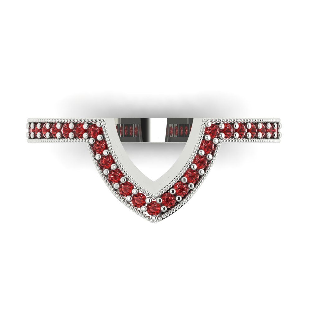 0.1875 cttw Natural Garnet Round Cut White Gold Eternity Wedding Band