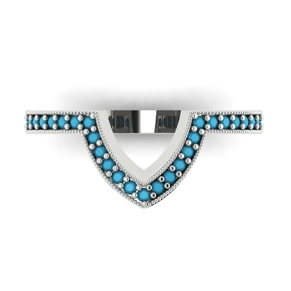 0.1875 cttw Simulated Turquoise Round Cut White Gold Eternity Wedding Band