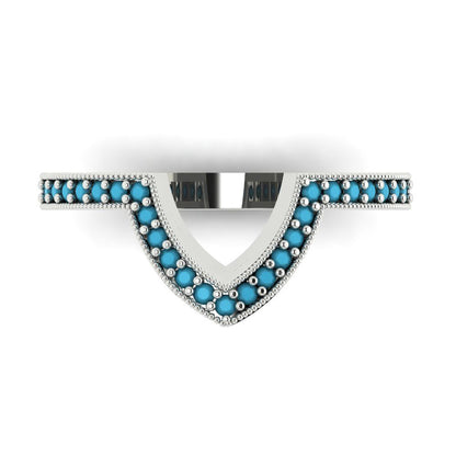0.1875 cttw Simulated Turquoise Round Cut White Gold Eternity Wedding Band