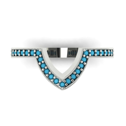 0.1875 cttw Simulated Turquoise Round Cut White Gold Eternity Wedding Band