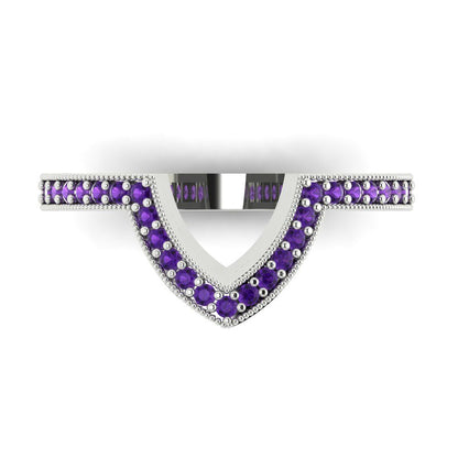 0.1875 cttw Natural Amethyst Round Cut White Gold Eternity Wedding Band