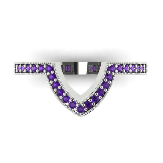 0.1875 cttw Natural Amethyst Round Cut White Gold Eternity Wedding Band