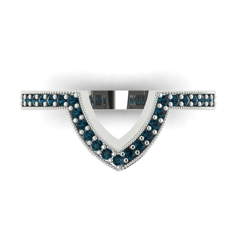 0.1875 cttw Natural London Blue Topaz Round Cut White Gold Eternity Wedding Band