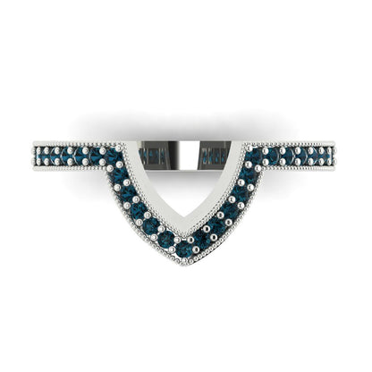 0.1875 cttw Natural London Blue Topaz Round Cut White Gold Eternity Wedding Band