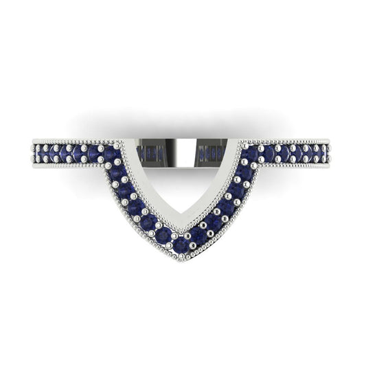 0.1875 cttw Simulated Blue Sapphire Round Cut White Gold Eternity Wedding Band