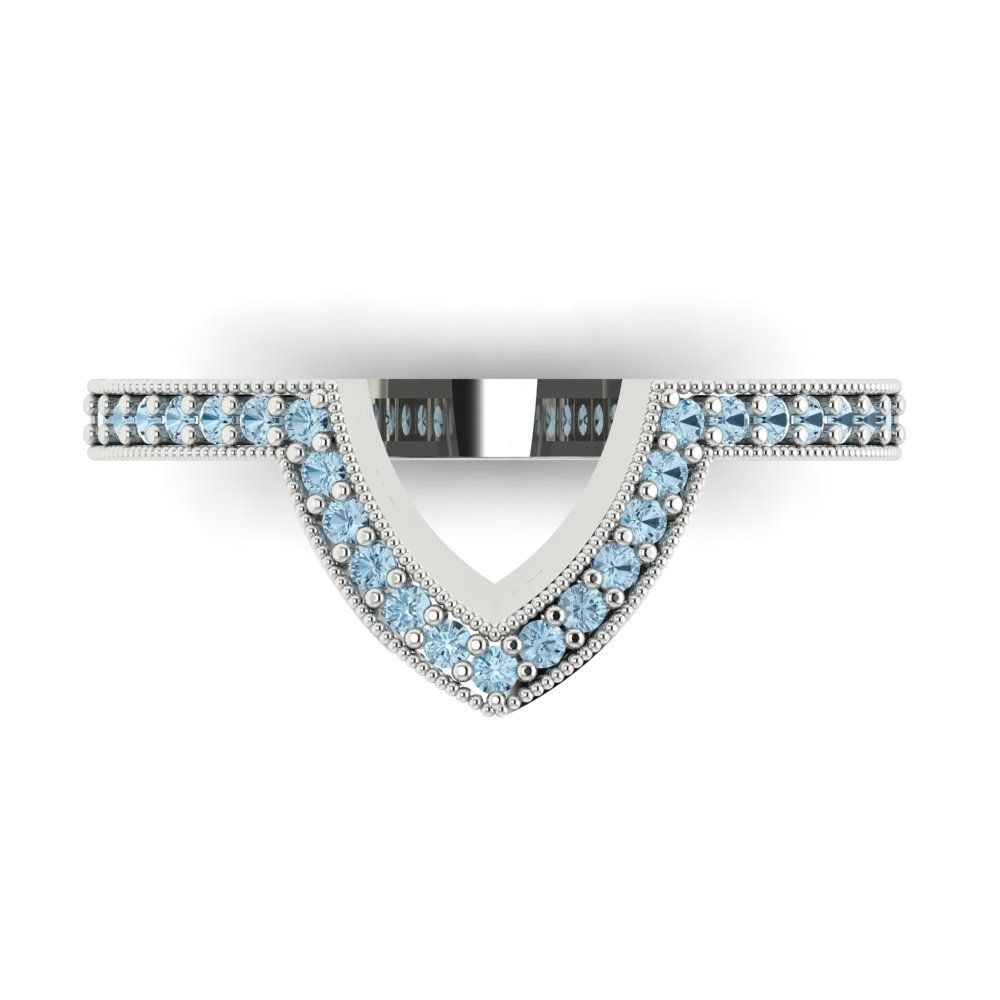 0.1875 cttw Natural Aquamarine Round Cut White Gold Eternity Wedding Band