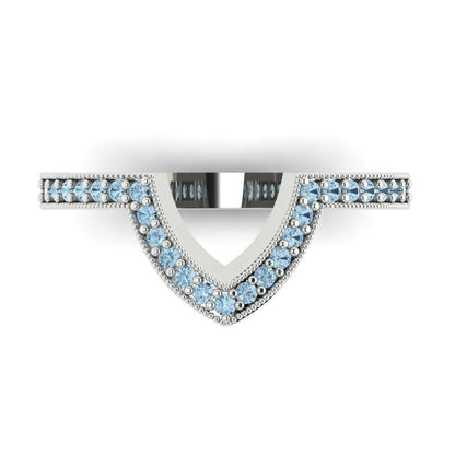 0.1875 cttw Natural Aquamarine Round Cut White Gold Eternity Wedding Band